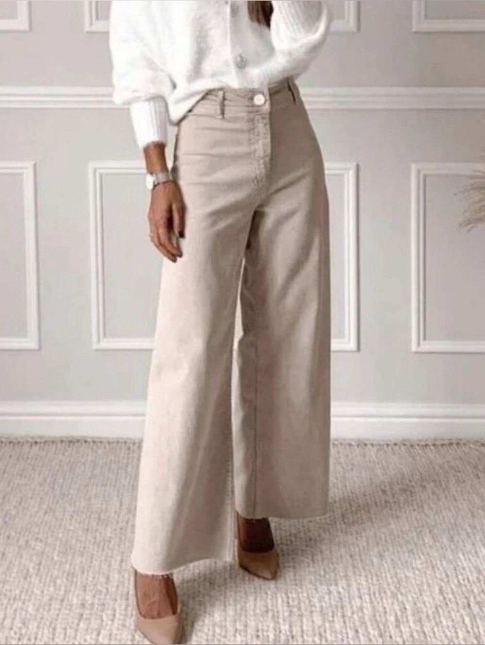 Zara Wide-Leg Pants in Beige